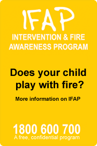 IFAP. Intervention & fire awareness program. Does your child play with fire? Free call 1800 600 700.