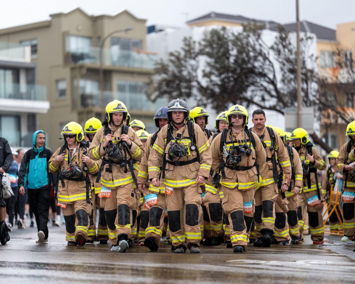 Cross Main Firefighting Firefighters cross City2Surf finish line in firefighting gear, raising ...