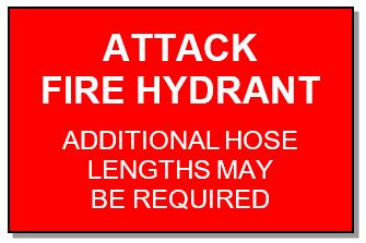 Figure 5 Example of extended coverage from external attack hydrant signage Attack fire hydrant signage
